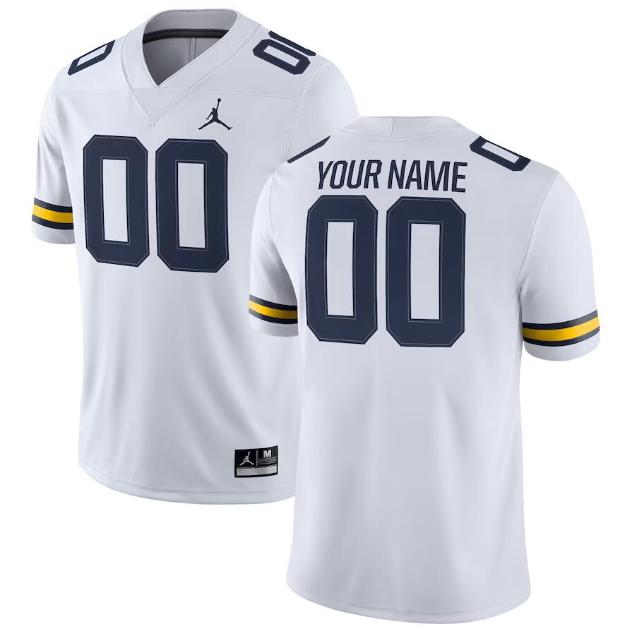 Custom Michigan Wolverines Name And Number College Football Jerseys Stitched-White